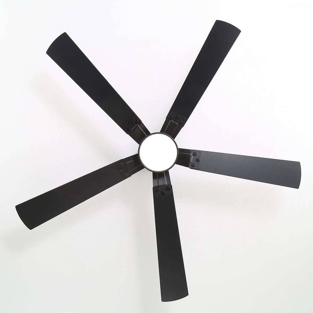52-Inch Matte Black Ceiling Fan with RGB LED Light, 3 CCT 3000K/4000K/6000K, DC Motor 6-Speed Reversible, Remote Control with 2H Timer, Dual-Finish Blades