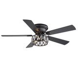 Solvian 52" Crystal Flush Mount Ceiling Fan With Light & Remote