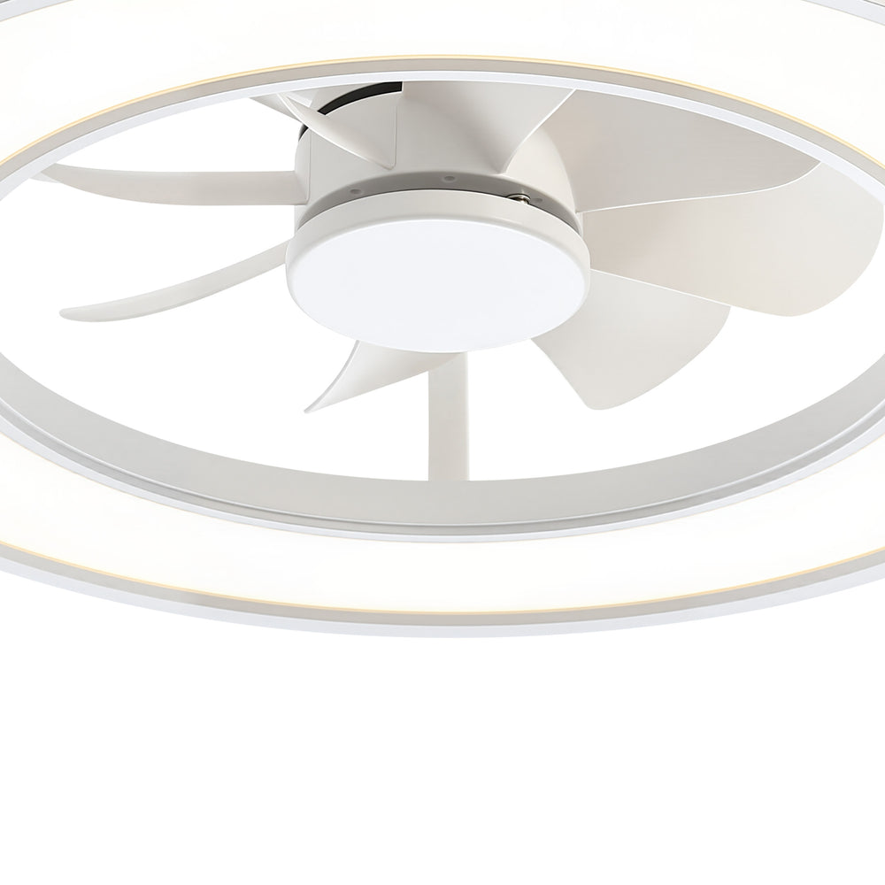 20-Inch Ceiling Fan with Light, RGB & 3CCT Dimmable LED, Flush Mount Low Profile, DC Motor, 6 Speeds, Reversible, Remote Control, White