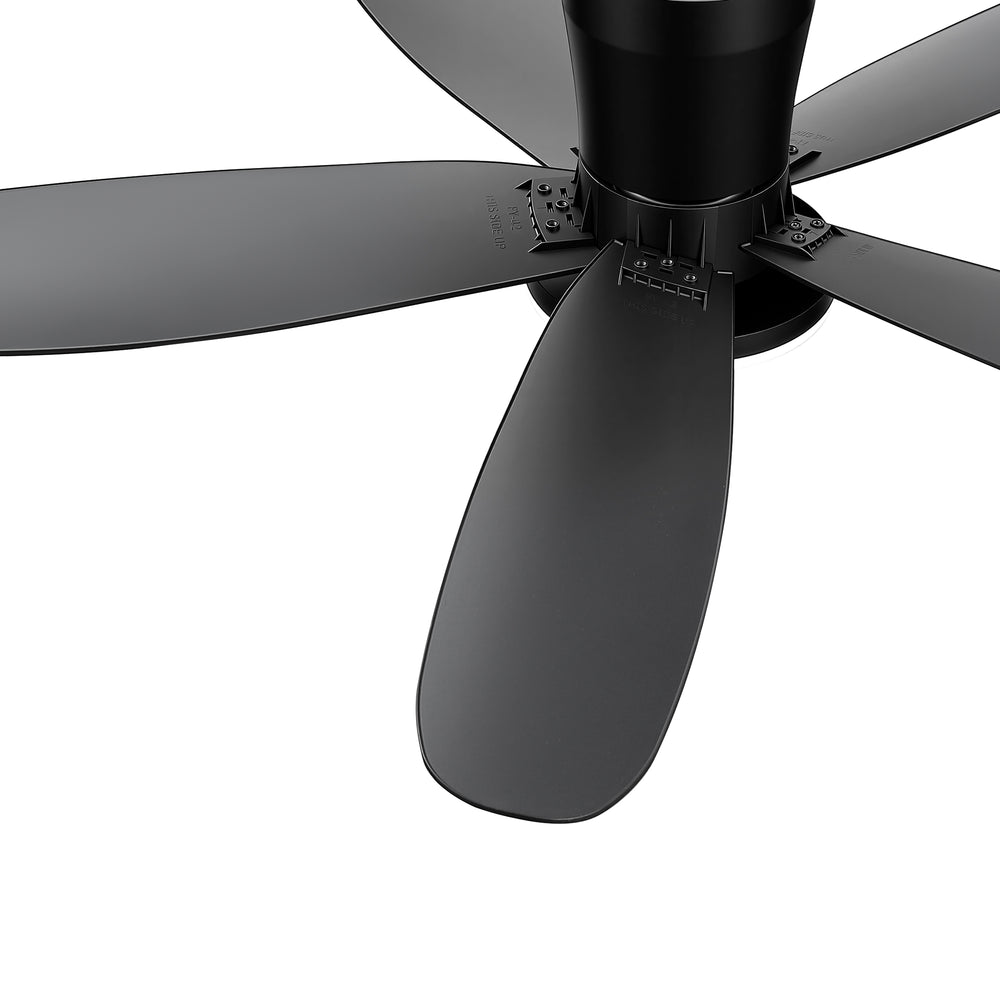 42" Flush Mount Ceiling Fan with Light, Matte Black Low Profile Ceiling Fan, Dimmable LED 3000K/4000K/6000K, Quiet DC Motor, 6 Speeds, Remote Control, Reversible, 1/4/8H Timer, 5 ABS Blades