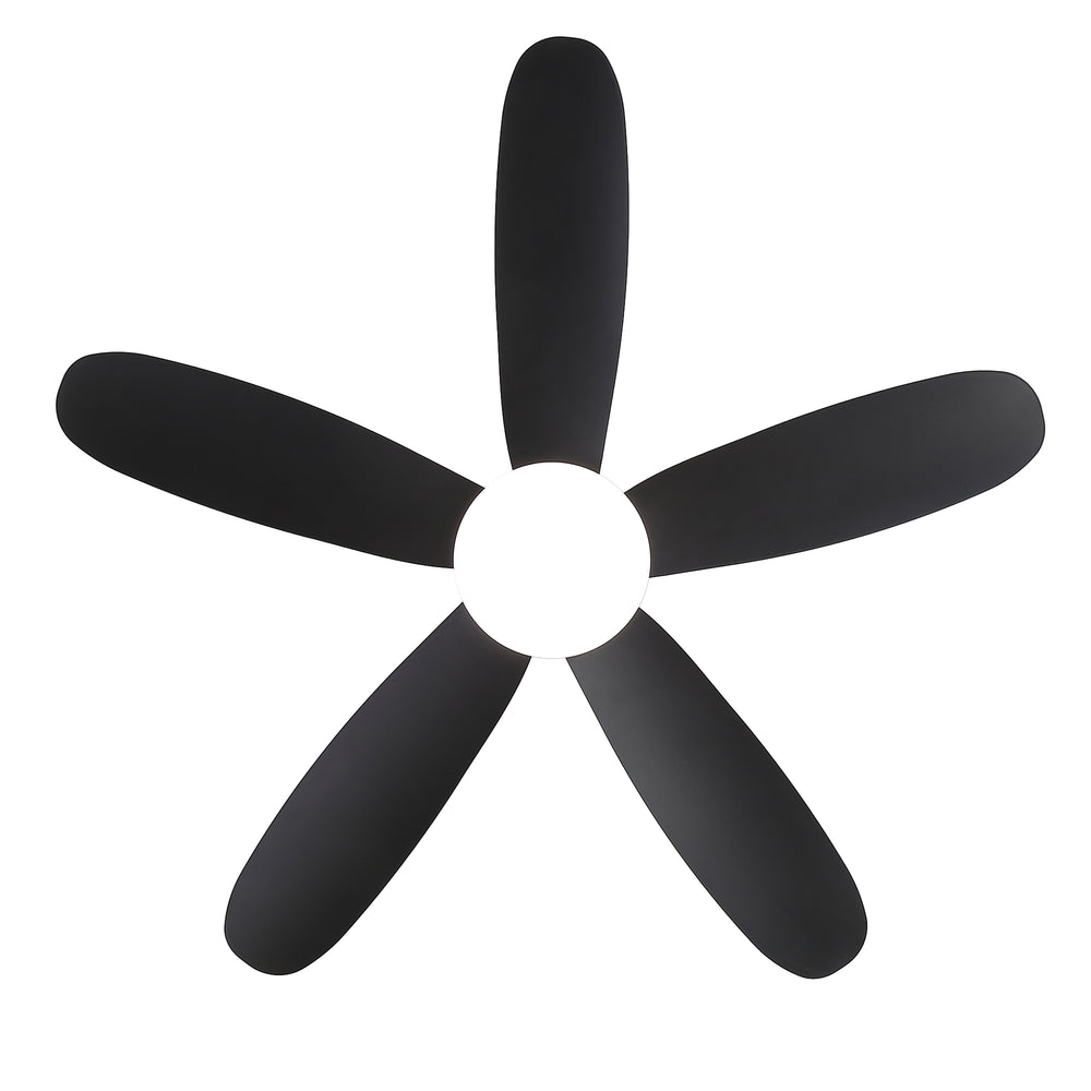 42" Flush Mount Ceiling Fan with Light, Matte Black Low Profile Ceiling Fan, Dimmable LED 3000K/4000K/6000K, Quiet DC Motor, 6 Speeds, Remote Control, Reversible, 1/4/8H Timer, 5 ABS Blades