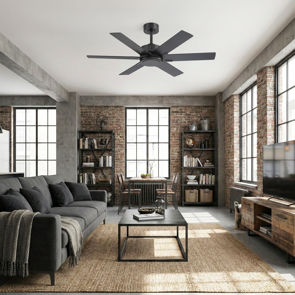 48/56/60 Inch Reversible Blade Downrod Mount Ceiling Fan No Light with Remote Control