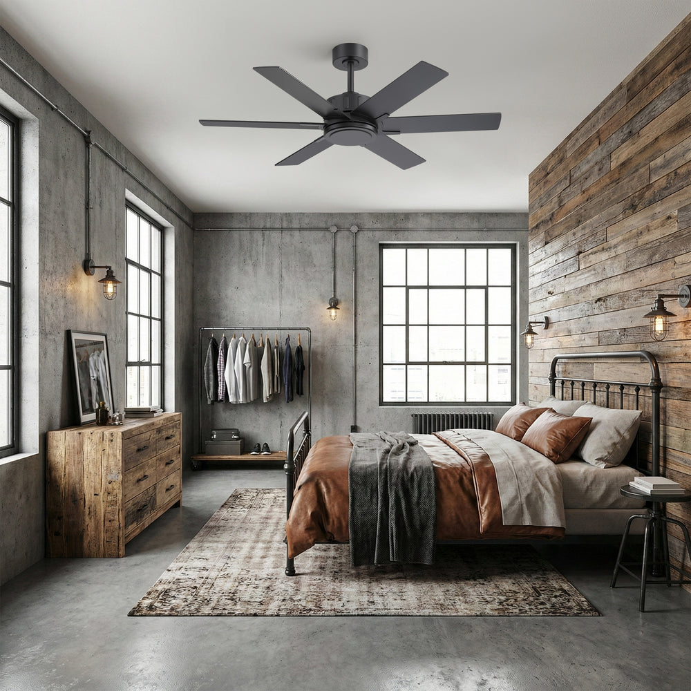 48/56/60 Inch Reversible Blade Downrod Mount Ceiling Fan No Light with Remote Control