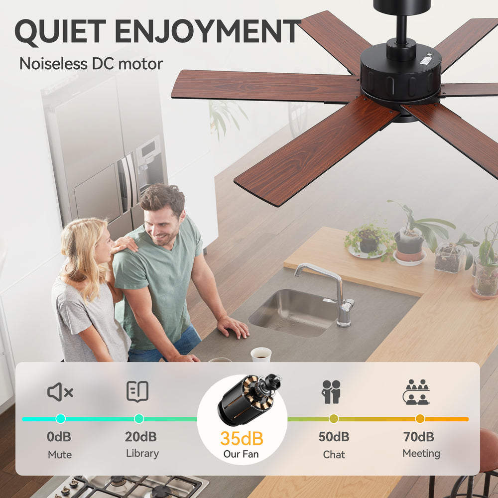 48/56/60 Inch Reversible Blade Downrod Mount Ceiling Fan No Light with Remote Control