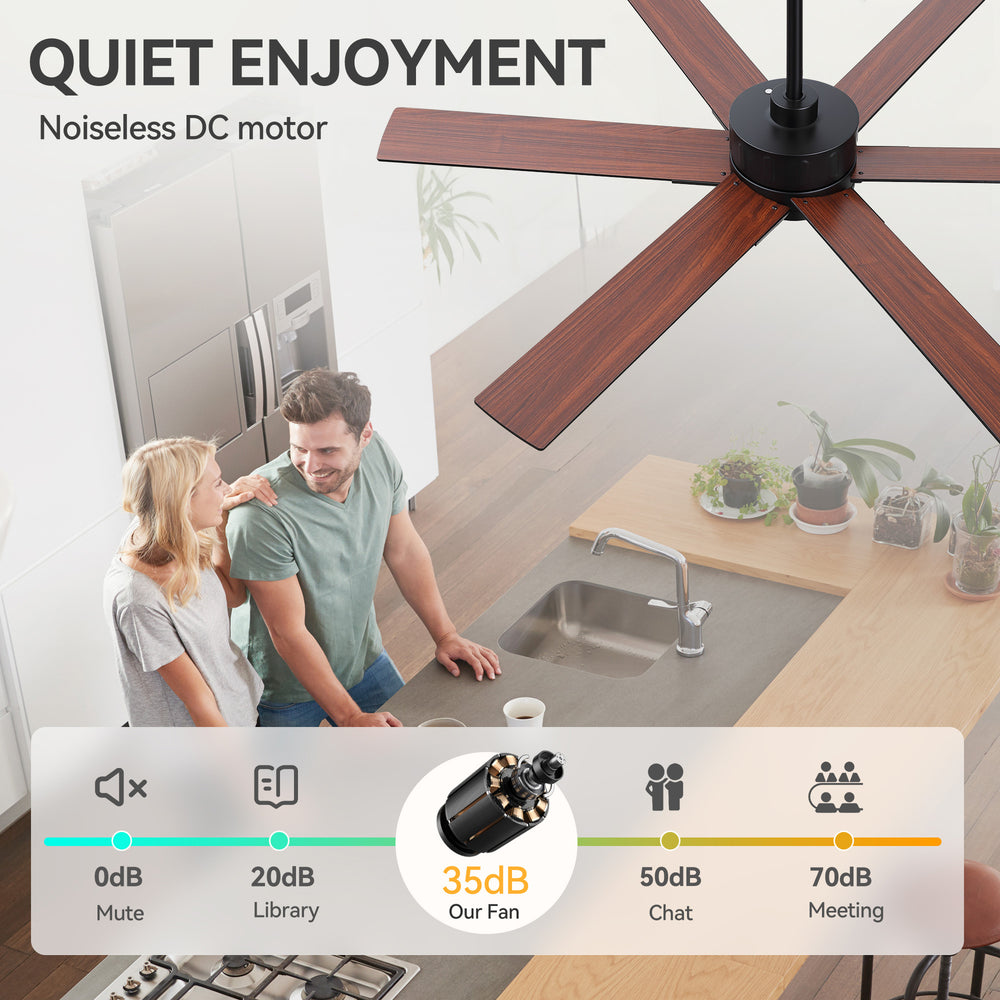 48/56/60 Inch Reversible Blade Downrod Mount Ceiling Fan No Light with Remote Control