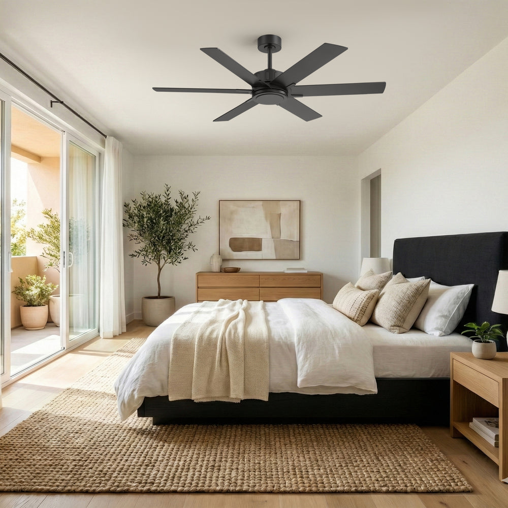 48/56/60 Inch Reversible Blade Downrod Mount Ceiling Fan No Light with Remote Control