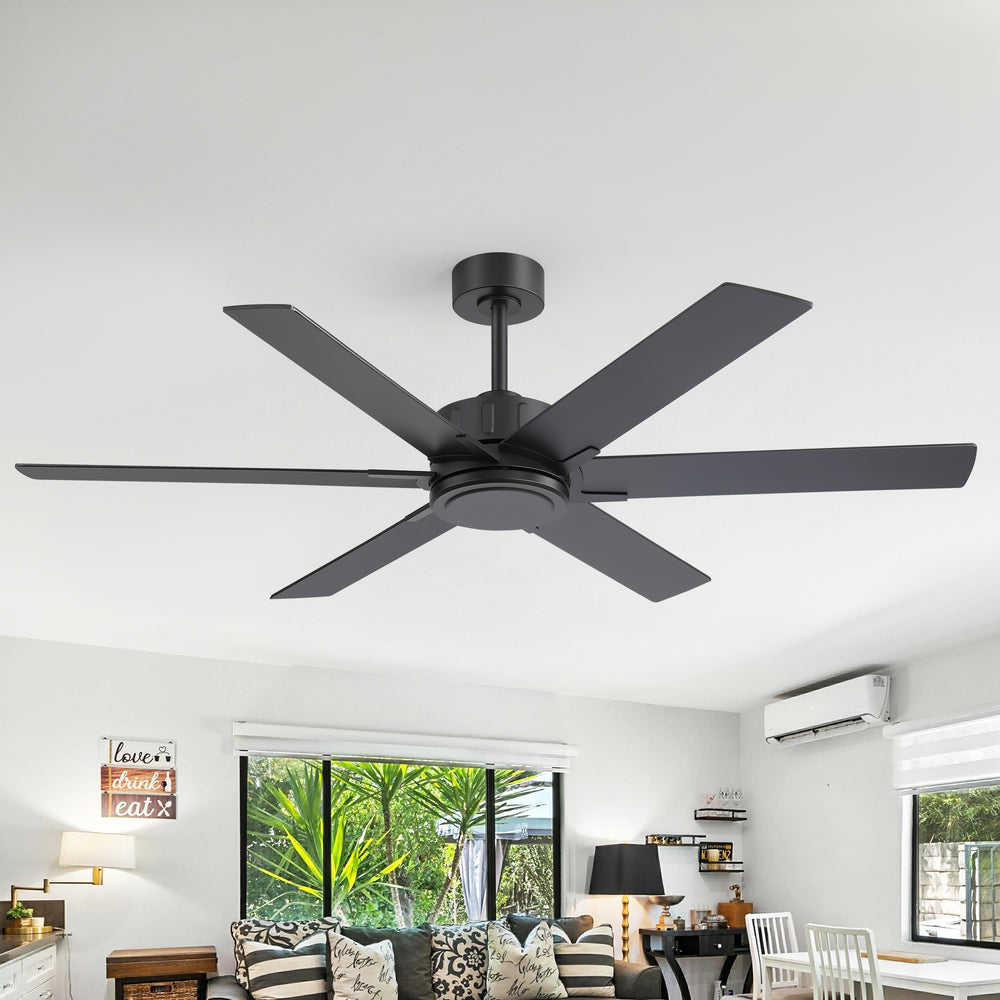 48/56/60 Inch Reversible Blade Downrod Mount Ceiling Fan No Light with Remote Control