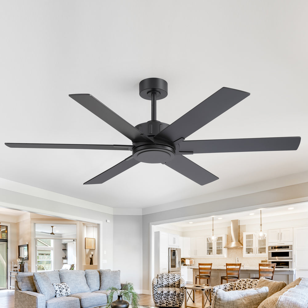 48/56/60 Inch Reversible Blade Downrod Mount Ceiling Fan No Light with Remote Control