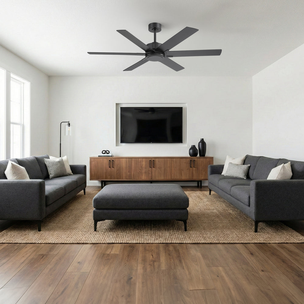 48/56/60 Inch Reversible Blade Downrod Mount Ceiling Fan No Light with Remote Control