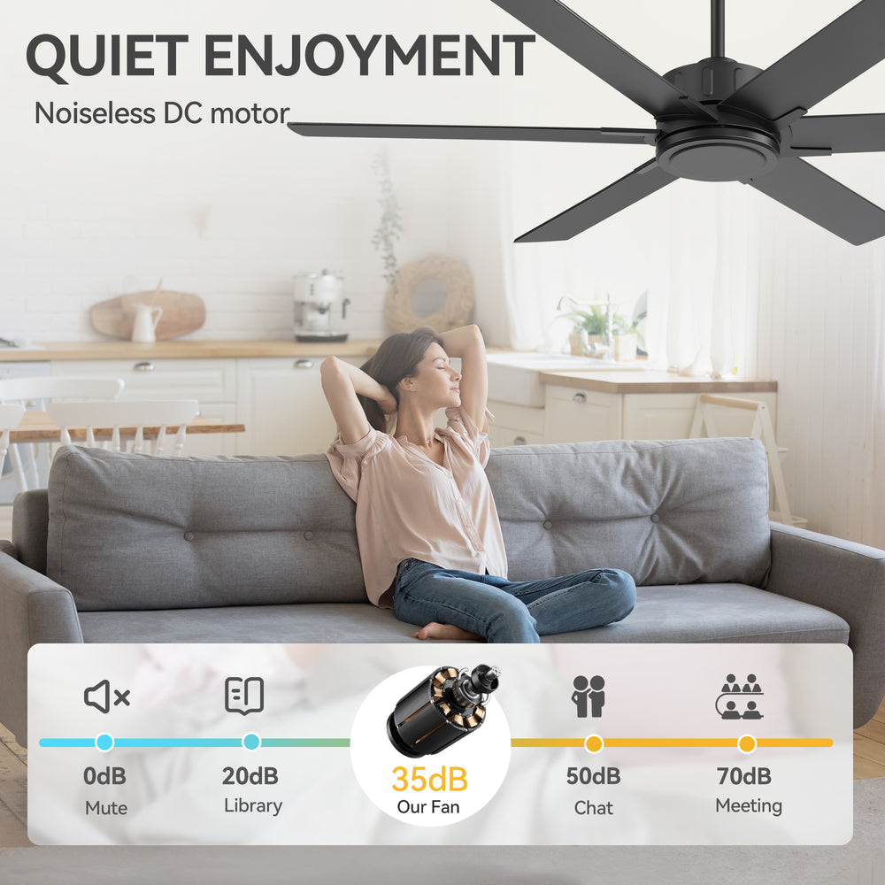 48/56/60 Inch Reversible Blade Downrod Mount Ceiling Fan No Light with Remote Control