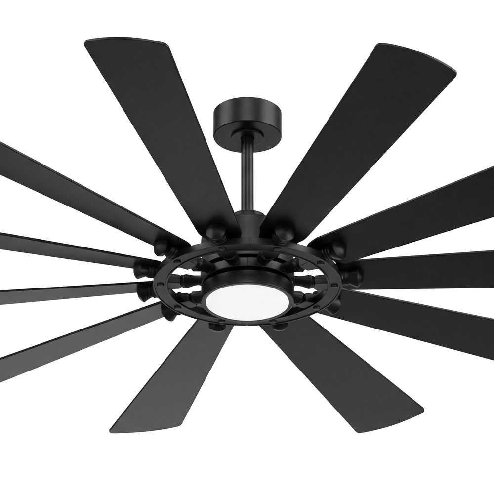 62/72-inch Large Ceiling Fan with Light and Remote, Reversible 10-Blade DC Motor Matte Black LED Ceiling Fan