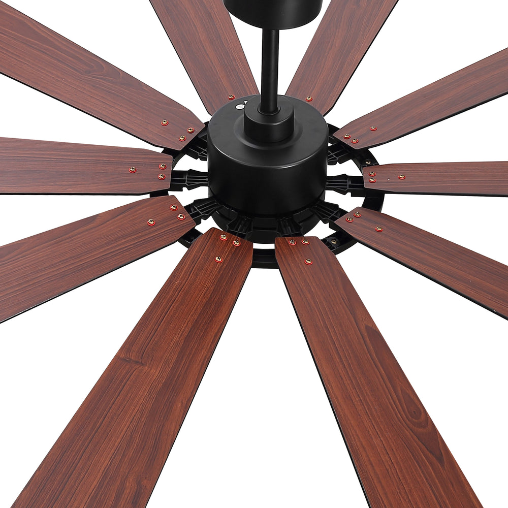 62/72-inch Large Ceiling Fan with Light and Remote, Reversible 10-Blade DC Motor Matte Black LED Ceiling Fan