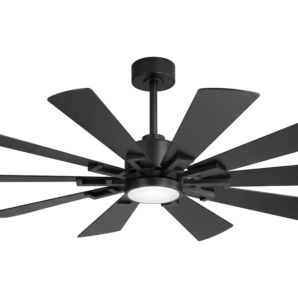 62/72-inch Large Ceiling Fan with 3CCT Light and Remote, 10-Blade Dual-Sided Blades Matte Black LED Ceiling Fan