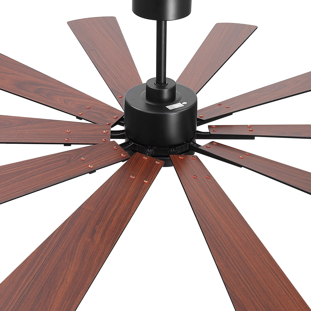 62/72-inch Large Ceiling Fan with 3CCT Light and Remote, 10-Blade Dual-Sided Blades Matte Black LED Ceiling Fan
