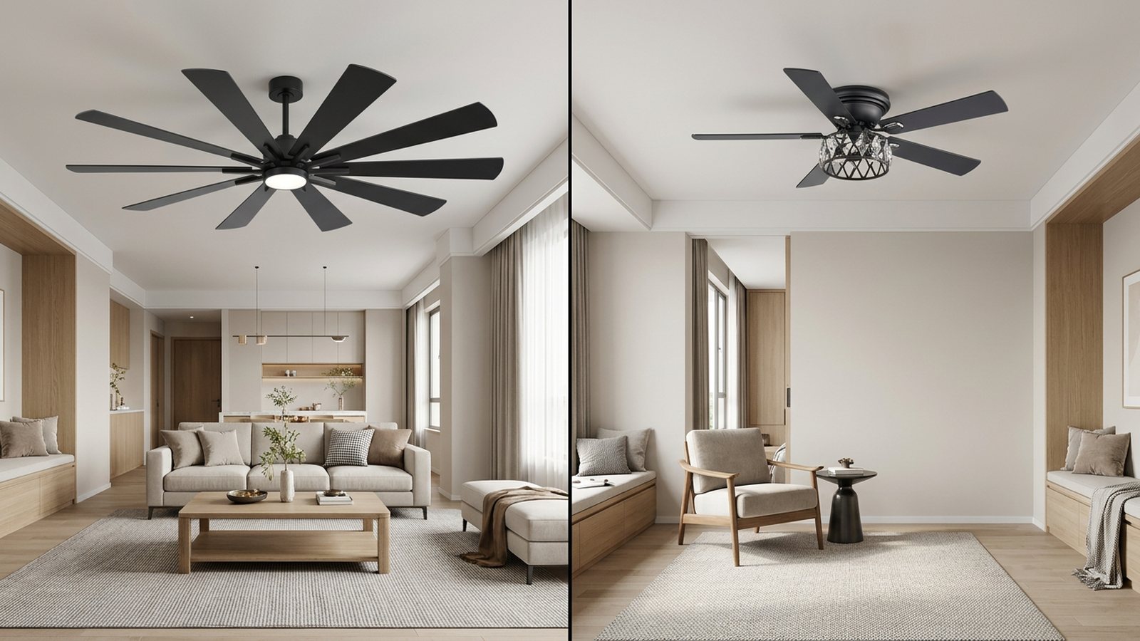 Breezary 40031-BK 72-inch ceiling fan compared with the Breezary 40015 52-inch ceiling fan
