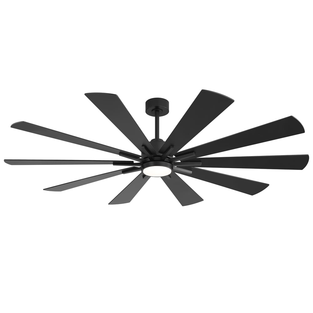 62/72-inch Large Ceiling Fan with 3CCT Light and Remote, Reversible 10-Blade Matte Black LED Ceiling Fan