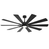 Aircrest 72-inch black 10-blade ceiling fan with LED light on