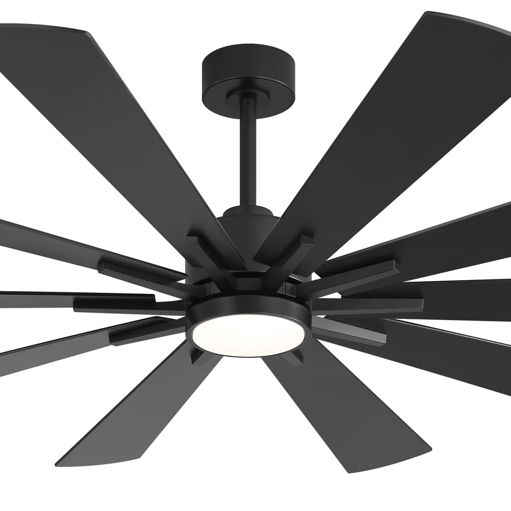 62/72-inch Large Ceiling Fan with 3CCT Light and Remote, Reversible 10-Blade Matte Black LED Ceiling Fan