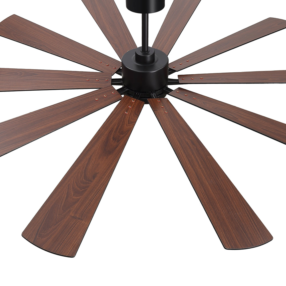 62/72-inch Large Ceiling Fan with 3CCT Light and Remote, Reversible 10-Blade Matte Black LED Ceiling Fan