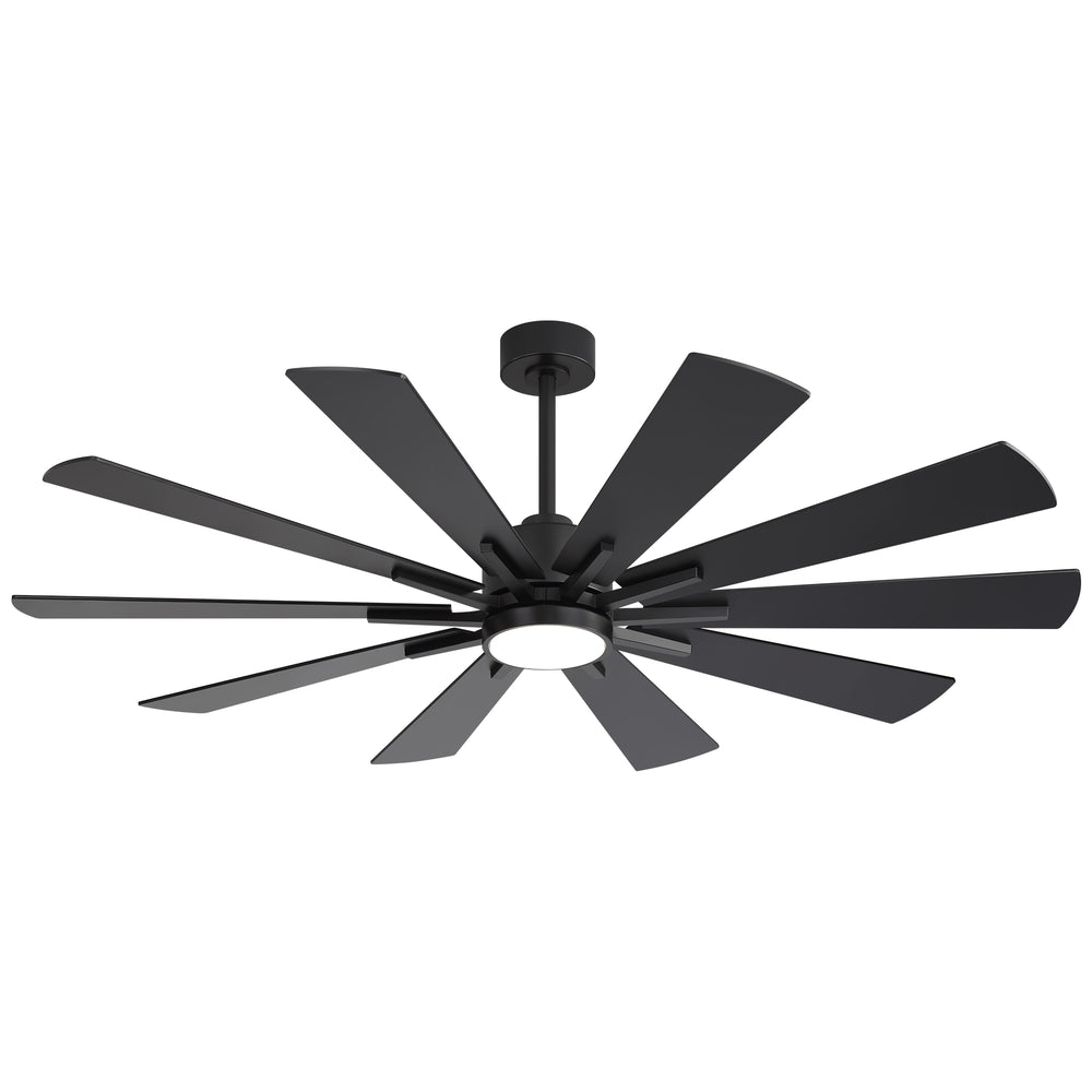 62/72-inch Large Ceiling Fan with 3CCT Light and Remote, Reversible 10-Blade Matte Black LED Ceiling Fan