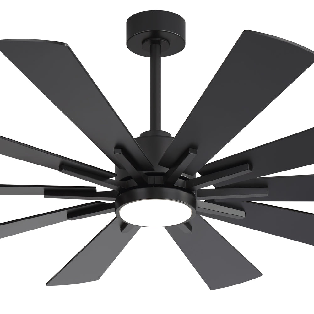 62/72-inch Large Ceiling Fan with 3CCT Light and Remote, Reversible 10-Blade Matte Black LED Ceiling Fan