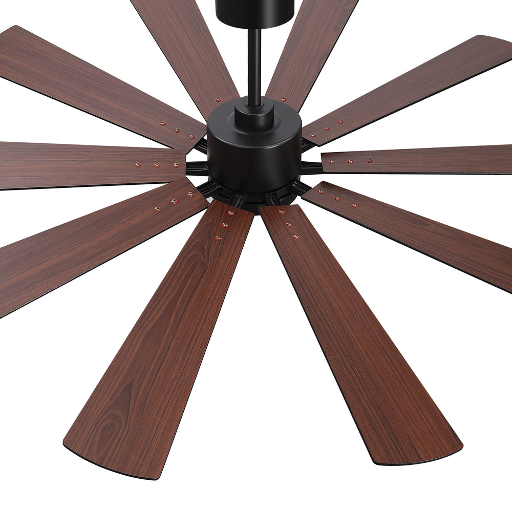 62/72-inch Large Ceiling Fan with 3CCT Light and Remote, Reversible 10-Blade Matte Black LED Ceiling Fan