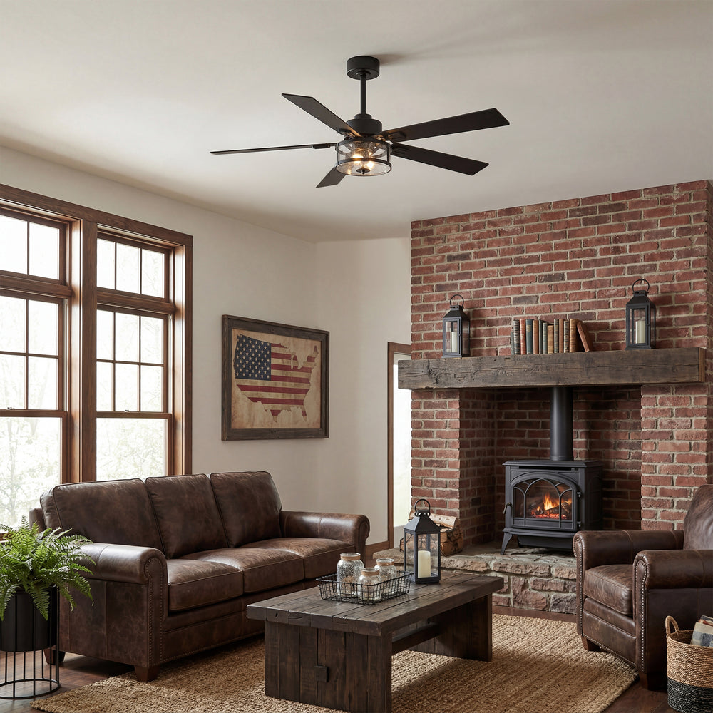 56 Inch Ceiling Fan with Light, Glass Shade, 5 Reversible Blades, DC Motor, Remote Control, 6 Speeds, Timer, Quiet Modern Ceiling Fan