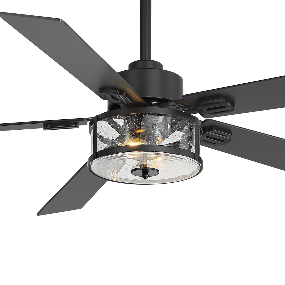 56 Inch Ceiling Fan with Light, Glass Shade, 5 Reversible Blades, DC Motor, Remote Control, 6 Speeds, Timer, Quiet Modern Ceiling Fan