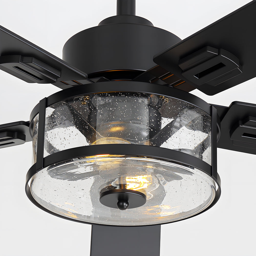 56 Inch Ceiling Fan with Light, Glass Shade, 5 Reversible Blades, DC Motor, Remote Control, 6 Speeds, Timer, Quiet Modern Ceiling Fan