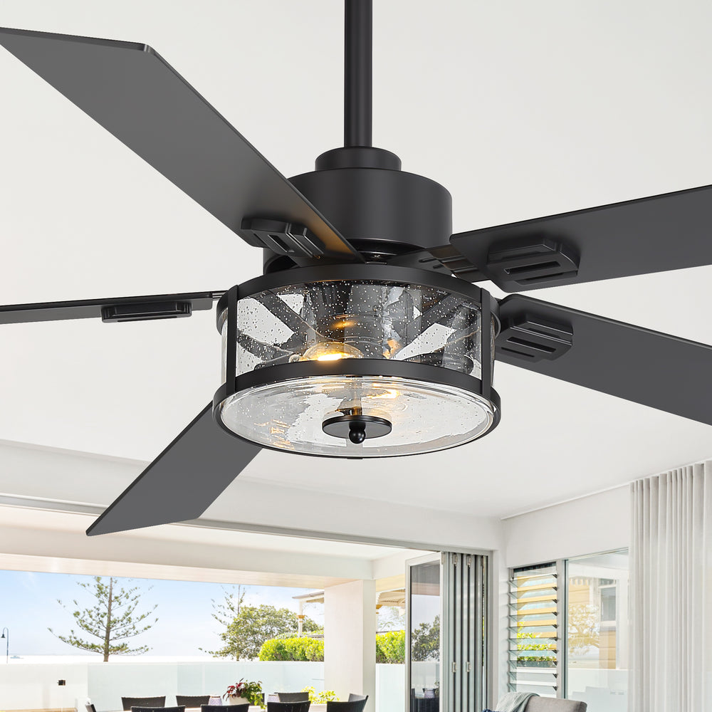 56 Inch Ceiling Fan with Light, Glass Shade, 5 Reversible Blades, DC Motor, Remote Control, 6 Speeds, Timer, Quiet Modern Ceiling Fan