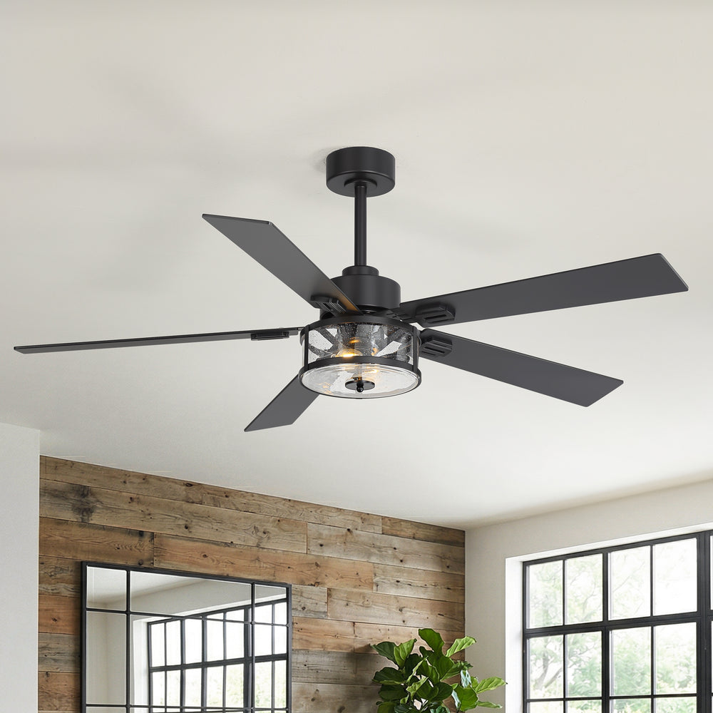 56 Inch Ceiling Fan with Light, Glass Shade, 5 Reversible Blades, DC Motor, Remote Control, 6 Speeds, Timer, Quiet Modern Ceiling Fan