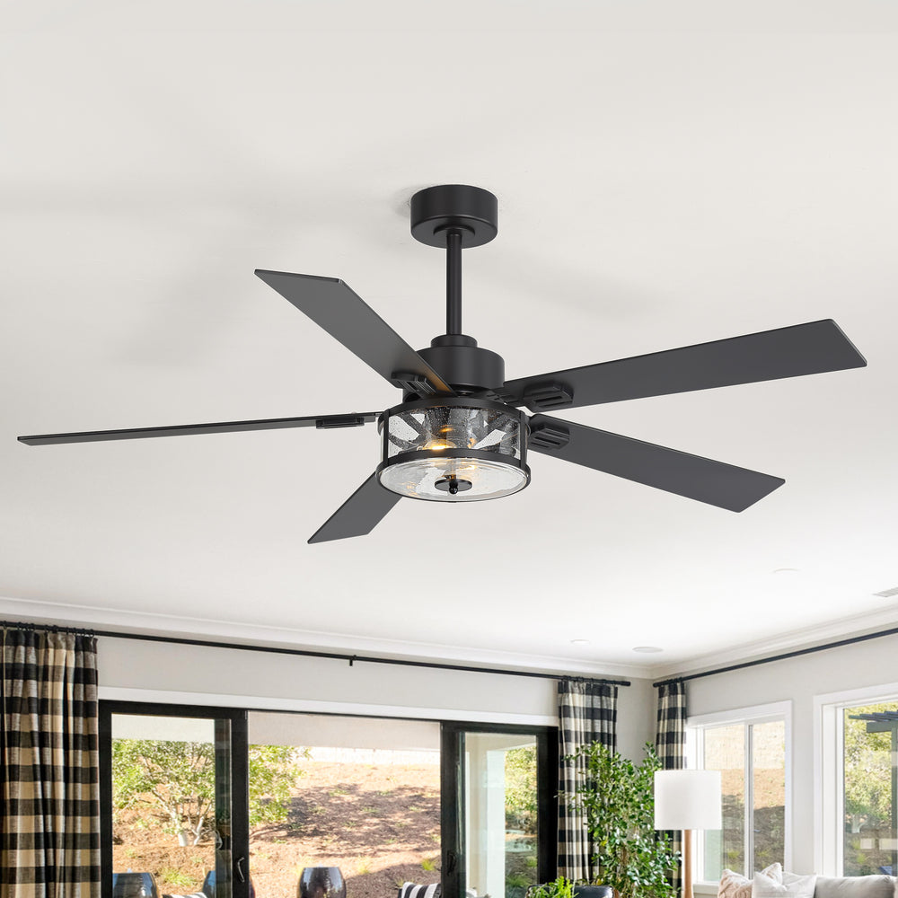 56 Inch Ceiling Fan with Light, Glass Shade, 5 Reversible Blades, DC Motor, Remote Control, 6 Speeds, Timer, Quiet Modern Ceiling Fan