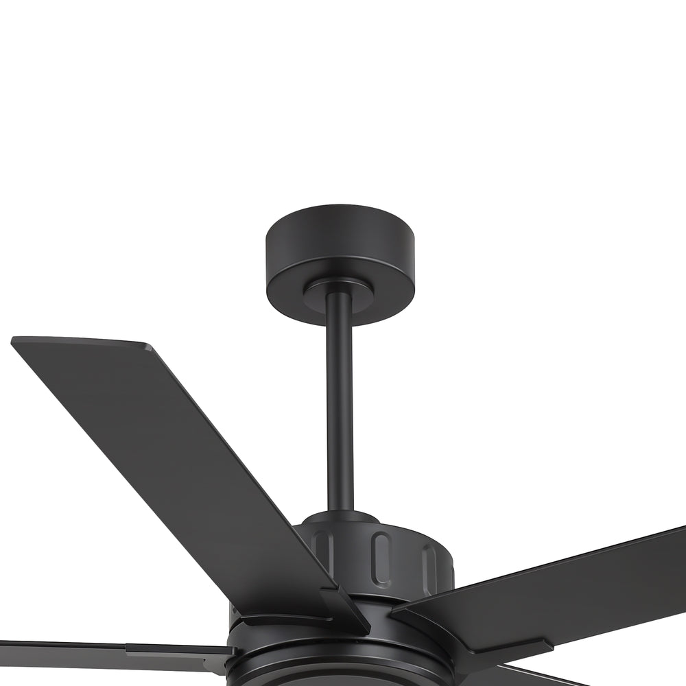 56 Inch Ceiling Fan Without Light, Quiet Reversible DC Motor, 6 Speeds, Remote Control, Timer, Matte Black Ceiling Fan for Living Room