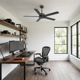 56 Inch Ceiling Fan Without Light, Quiet Reversible DC Motor, 6 Speeds, Remote Control, Timer, Matte Black Ceiling Fan for Living Room