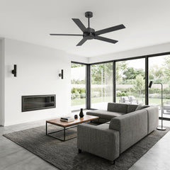 56 Inch Ceiling Fan Without Light, Quiet Reversible DC Motor, 6 Speeds, Remote Control, Timer, Matte Black Ceiling Fan for Living Room