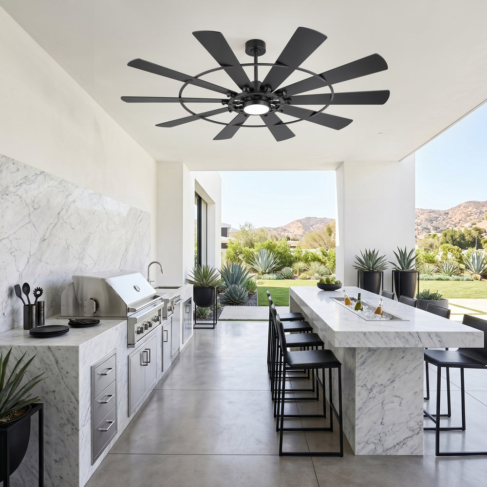 72 Inch Modern Ceiling Fan with Lights, Ultra Quiet DC Motor, 6-Speed Remote Control Fan for Large Living Room Bedroom