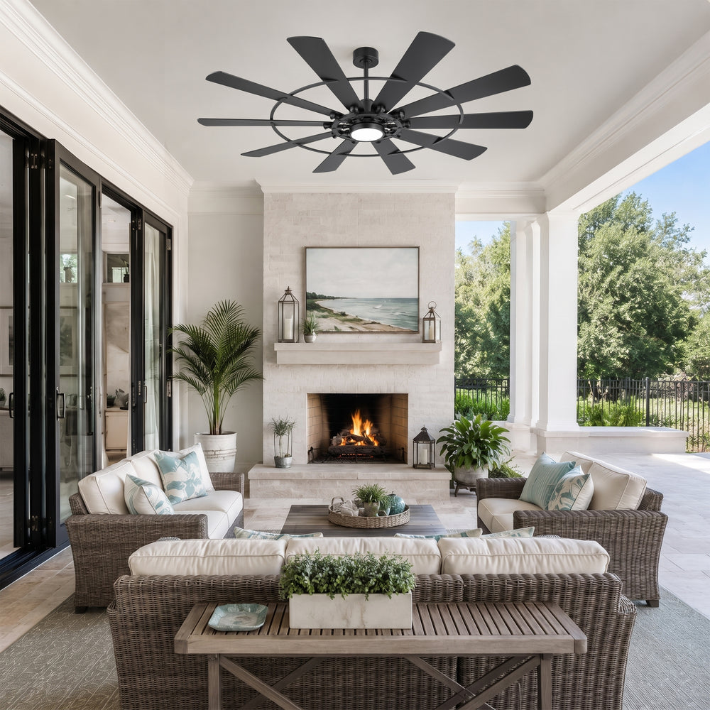 72 Inch Modern Ceiling Fan with Lights, Ultra Quiet DC Motor, 6-Speed Remote Control Fan for Large Living Room Bedroom