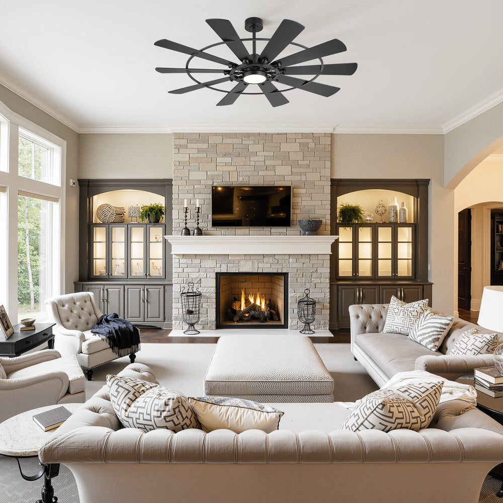 62/72 Inch Modern Ceiling Fan with Lights, Ultra Quiet DC Motor, 6-Speed Remote Control Fan for Large Living Room Bedroom