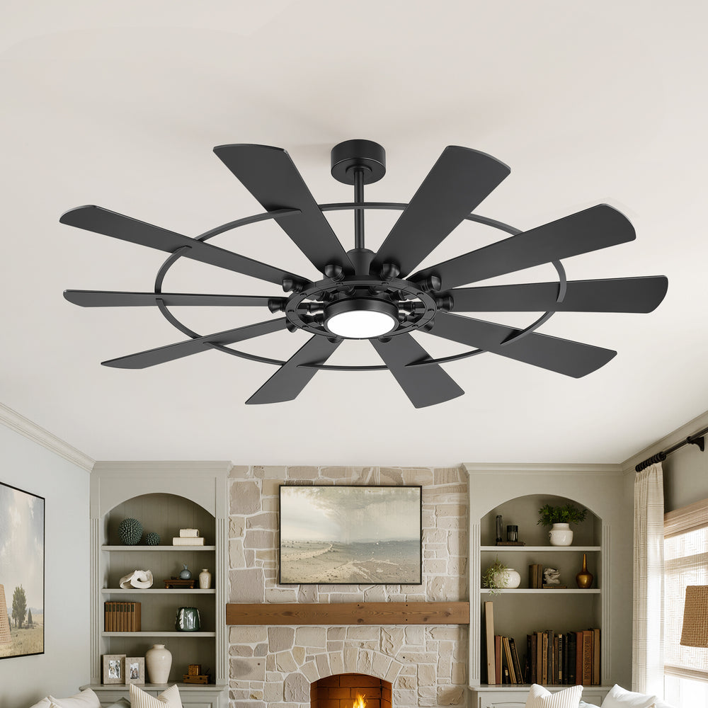 62/72 Inch Modern Ceiling Fan with Lights, Ultra Quiet DC Motor, 6-Speed Remote Control Fan for Large Living Room Bedroom