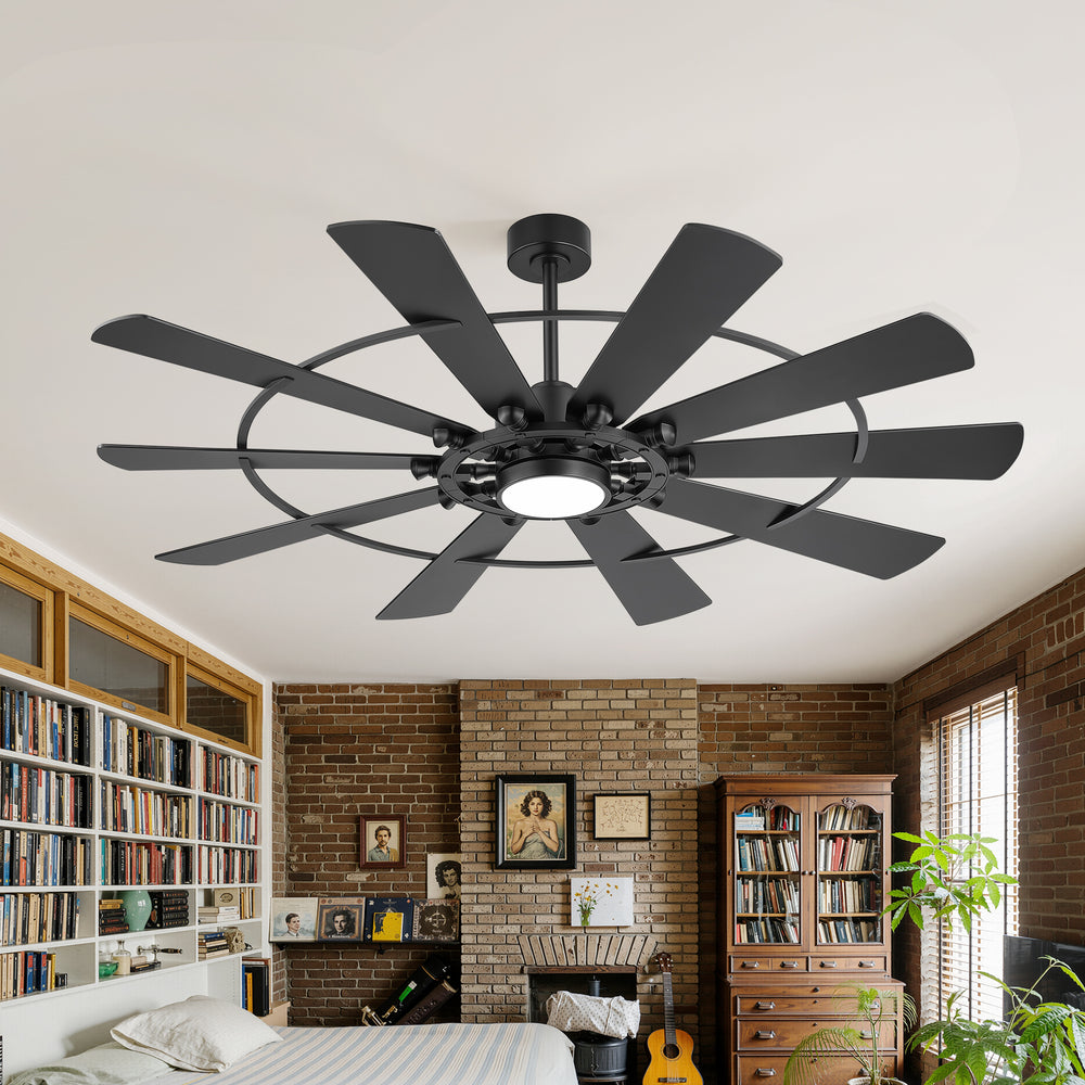 62/72 Inch Modern Ceiling Fan with Lights, Ultra Quiet DC Motor, 6-Speed Remote Control Fan for Large Living Room Bedroom