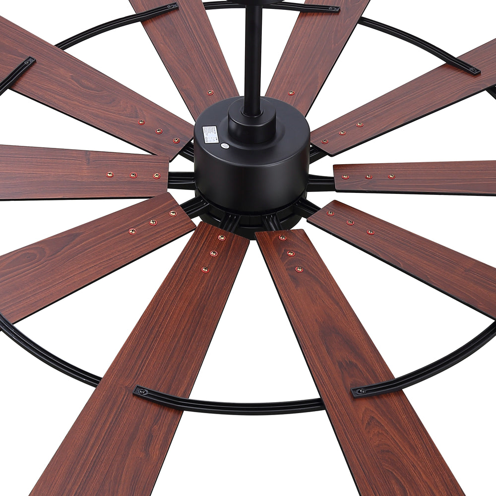 62/72 Inch Modern Black Ceiling Fan with Light, Quiet DC Motor, Remote Control, Reversible 6-Speed Fan, 3 Color Temperatures, Memory Function