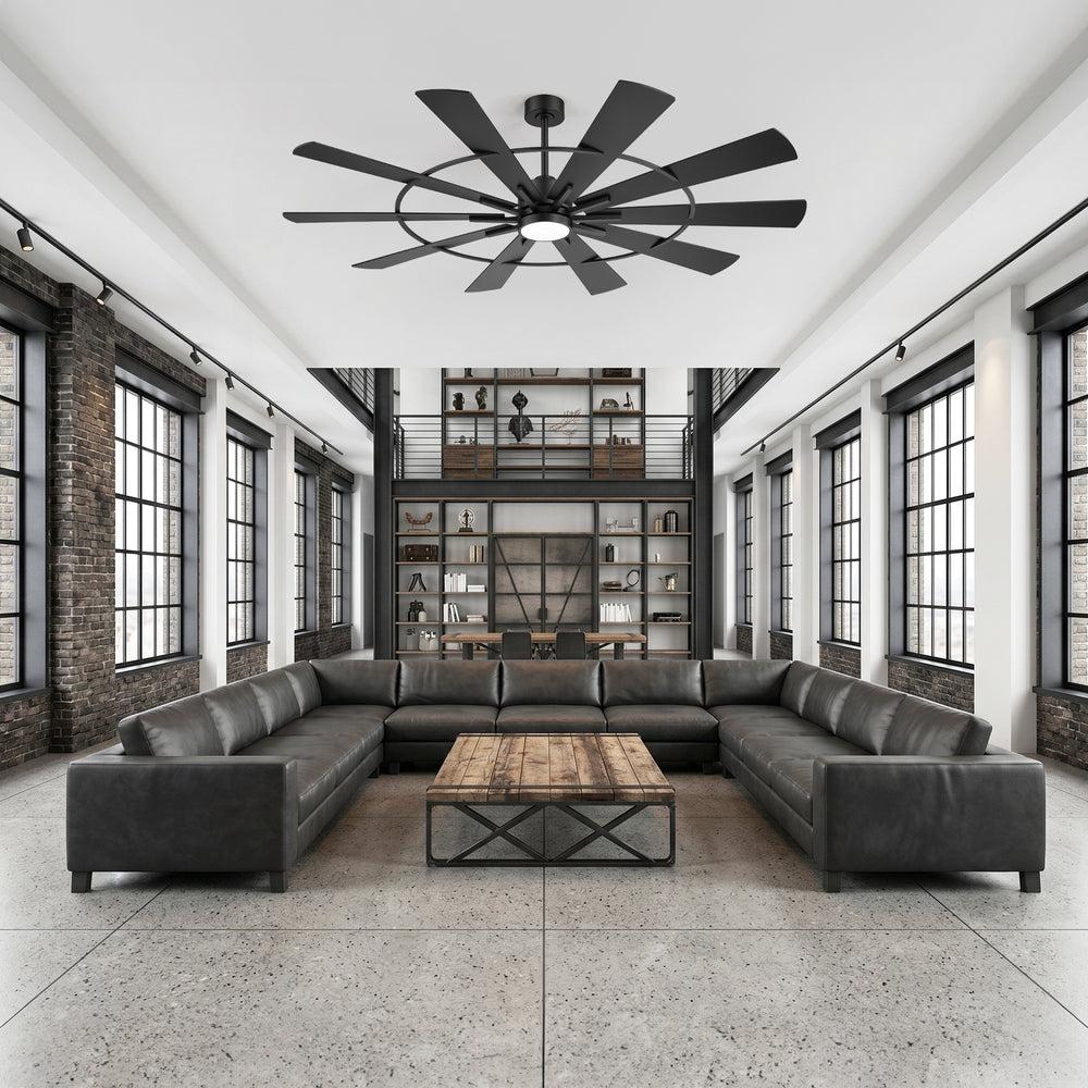 62/72 Inch Modern Black Ceiling Fan with Light, Quiet DC Motor, Remote Control, Reversible 6-Speed Fan, 3 Color Temperatures, Memory Function