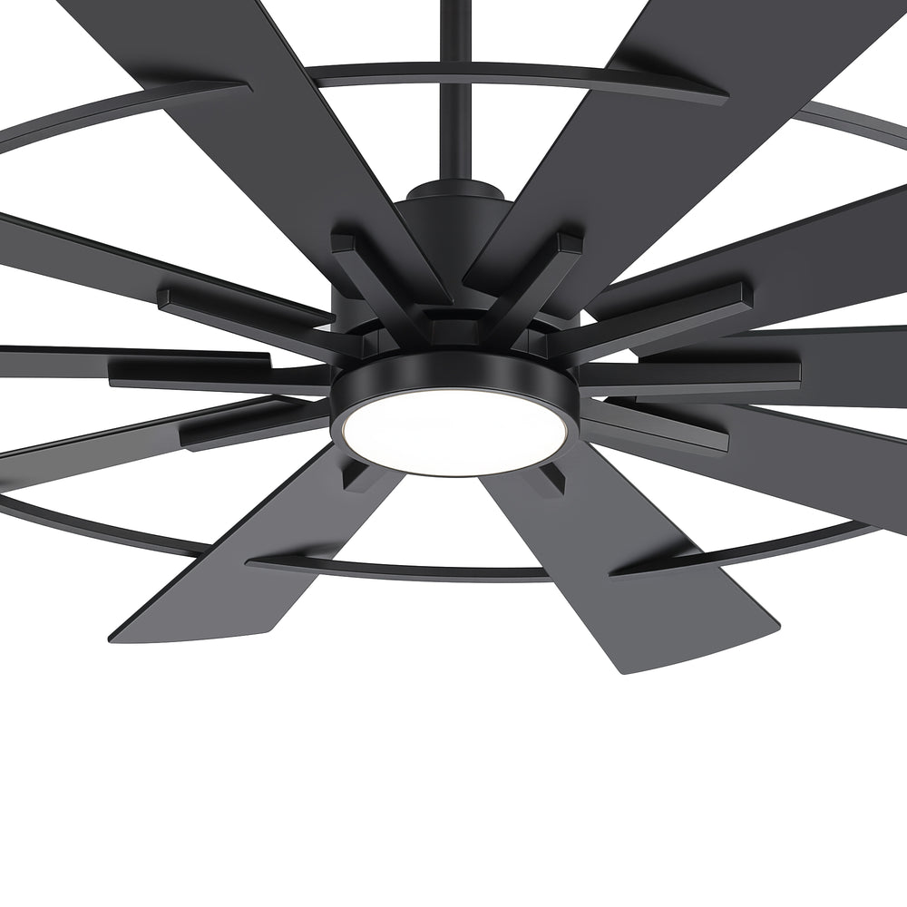62/72 Inch Modern Black Ceiling Fan with Light, Quiet DC Motor, Remote Control, Reversible 6-Speed Fan, 3 Color Temperatures, Memory Function