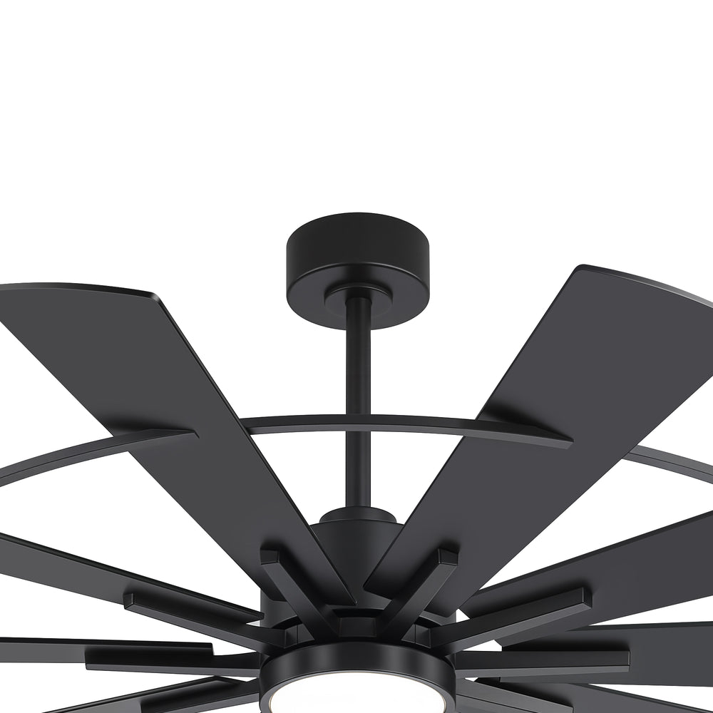 62/72 Inch Modern Black Ceiling Fan with Light, Quiet DC Motor, Remote Control, Reversible 6-Speed Fan, 3 Color Temperatures, Memory Function