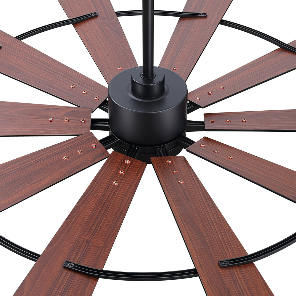 62/72 Inch Modern Black Ceiling Fan with Light, Quiet DC Motor, Remote Control, Reversible 6-Speed Fan, 3 Color Temperatures, Memory Function
