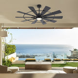 Rivelle 62/72 Inch Large Black Ceiling Fan with Light & Remote