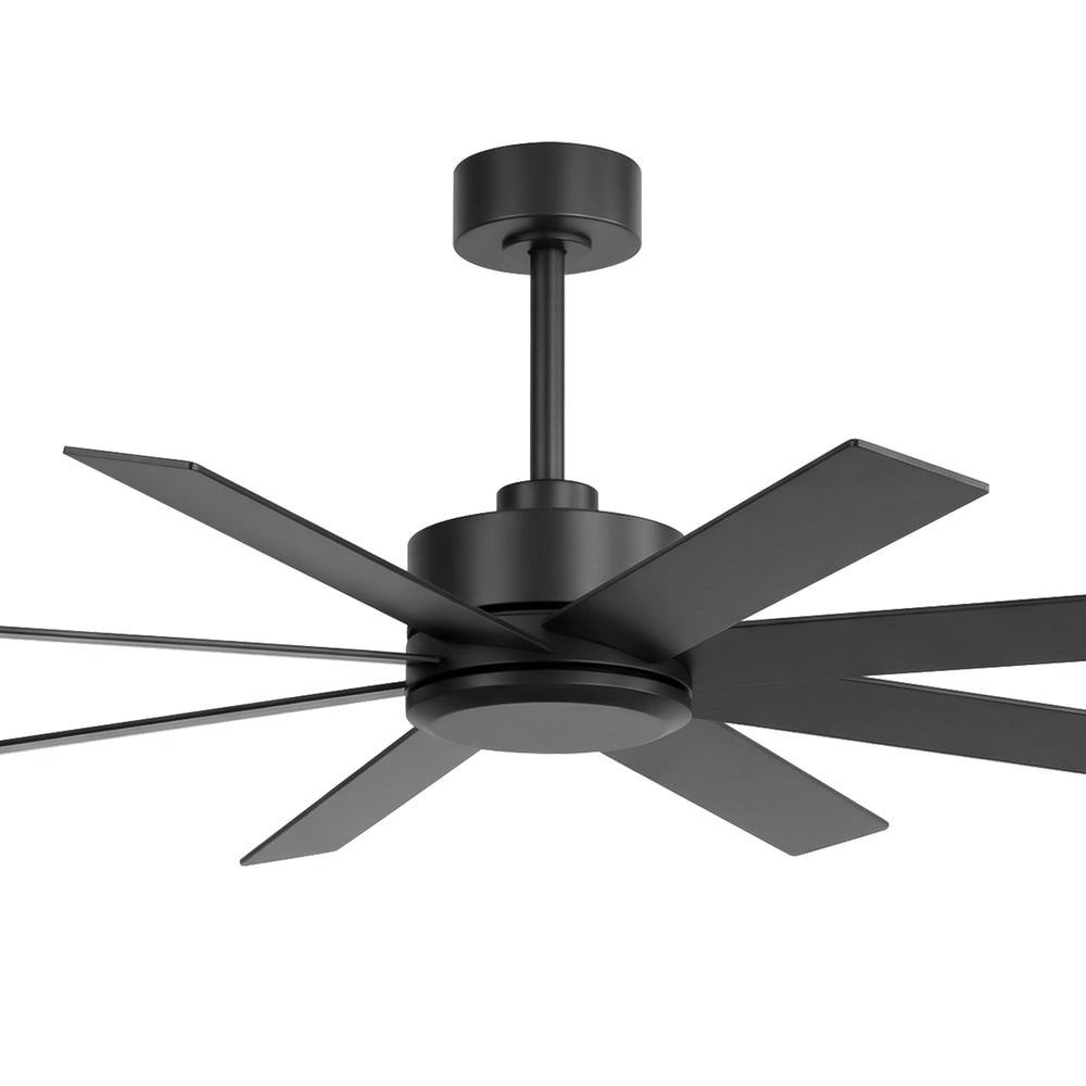 52-inch Matte Black Ceiling Fan, Reversible 8-Blade, DC Motor, Remote Control, No Light