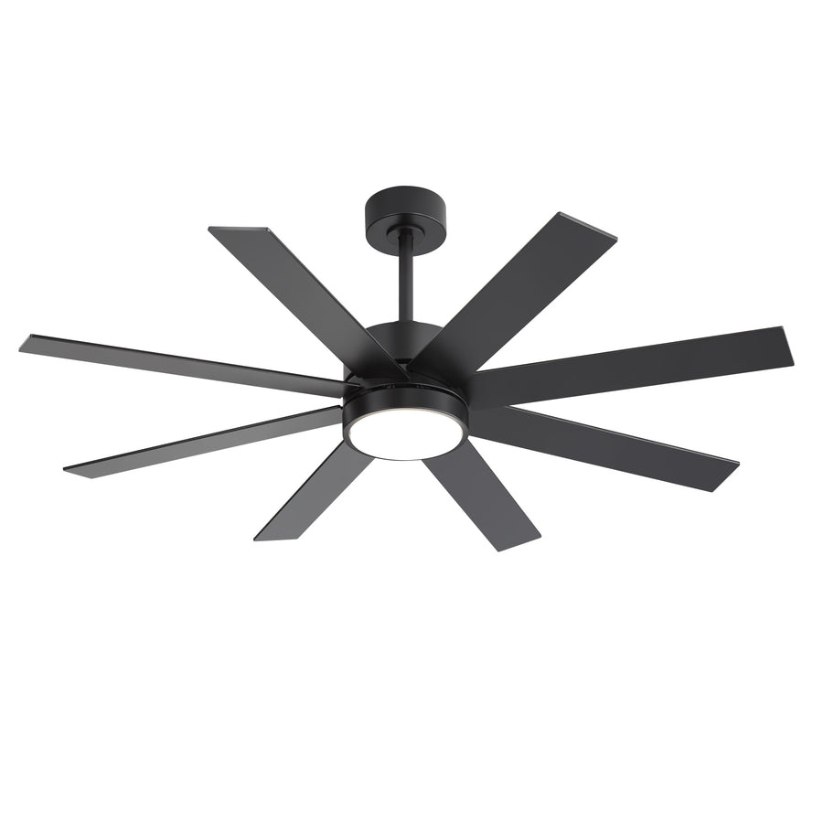 Quietara 52-Inch Black Ceiling Fan With Light & Remote