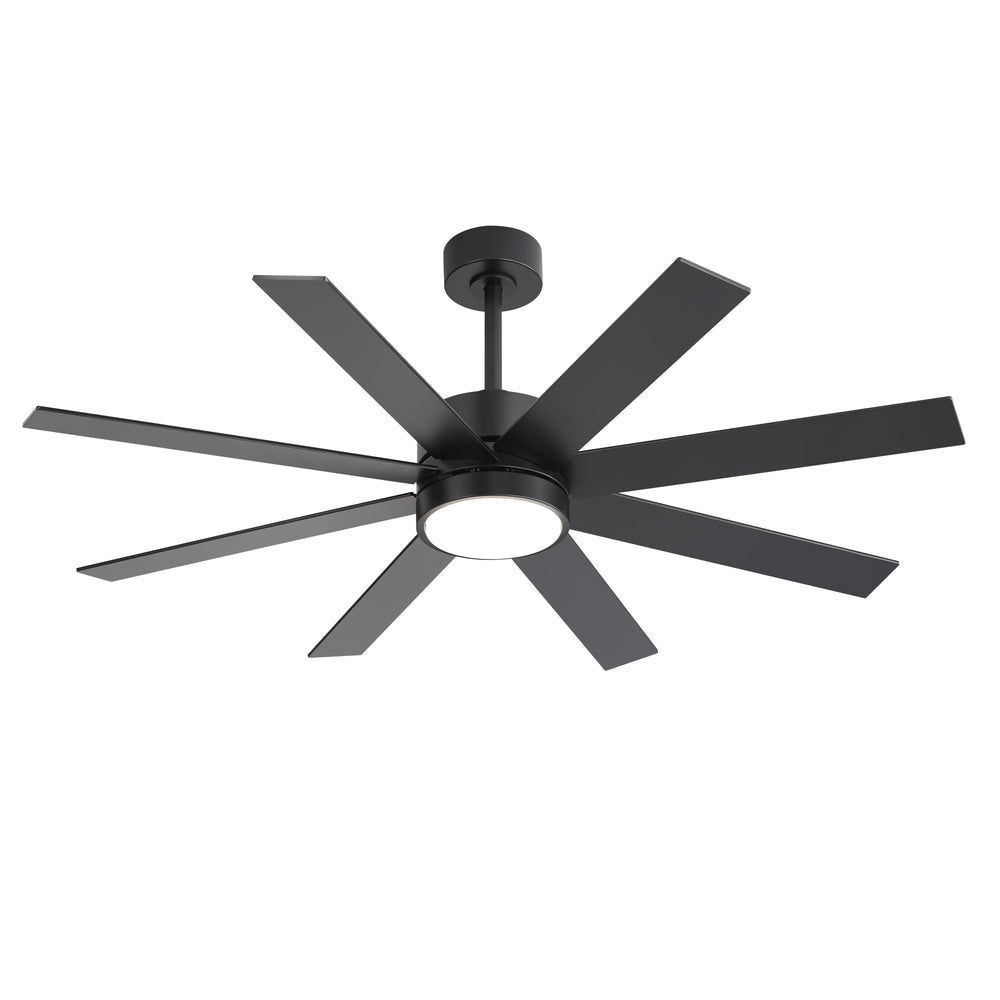 Quietara 52-Inch Black Ceiling Fan With Light & Remote