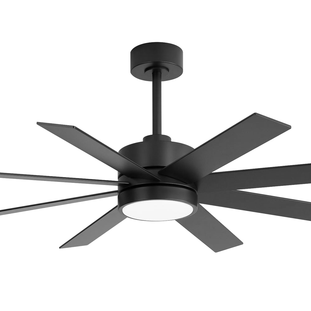 52-inch Matte Black Ceiling Fan with LED Light, Silent DC Motor, 8 Reversible Blades, 3 CCT, Remote Control